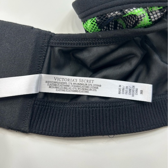 Victoria's Secret VSX Green Knock Out Front Close Sports Bra 32D Gym Workout - Picture 4 of 7